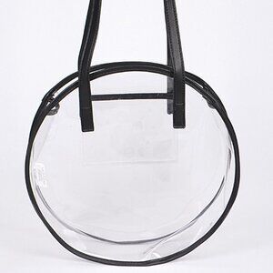 Clear Round Shoulder Bag/Tote Bag- W/ Black Accents & Pocket - NWT